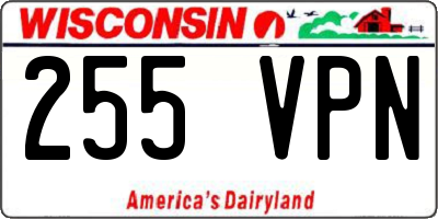 WI license plate 255VPN
