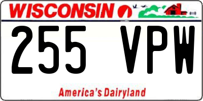 WI license plate 255VPW