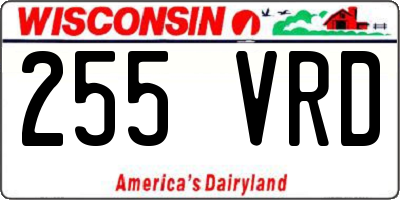 WI license plate 255VRD