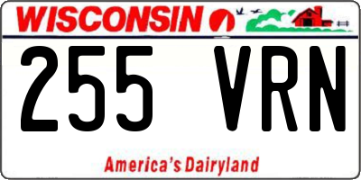 WI license plate 255VRN