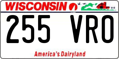 WI license plate 255VRO