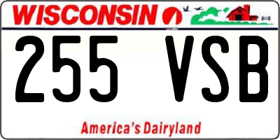 WI license plate 255VSB
