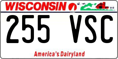 WI license plate 255VSC