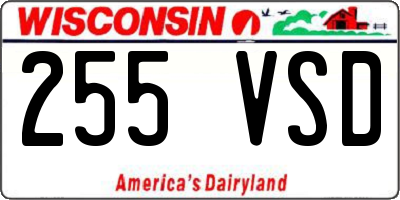WI license plate 255VSD