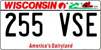WI license plate 255VSE