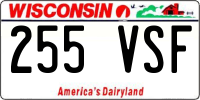 WI license plate 255VSF