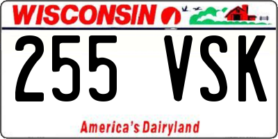 WI license plate 255VSK