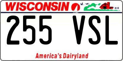 WI license plate 255VSL
