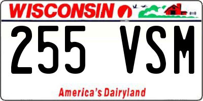 WI license plate 255VSM