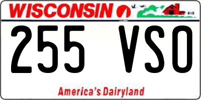 WI license plate 255VSO