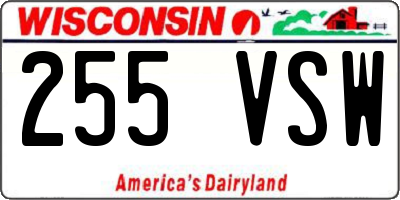 WI license plate 255VSW