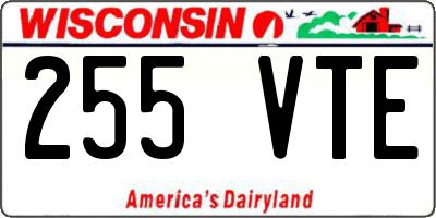 WI license plate 255VTE