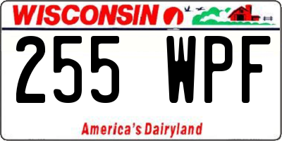 WI license plate 255WPF