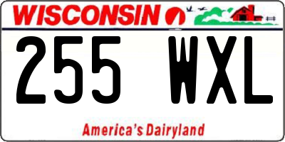 WI license plate 255WXL