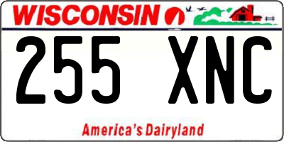 WI license plate 255XNC