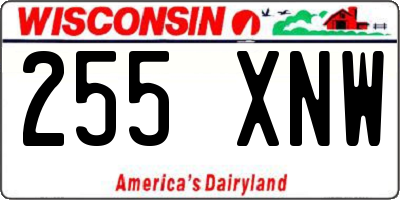 WI license plate 255XNW