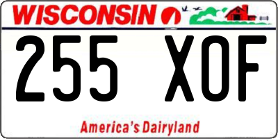 WI license plate 255XOF