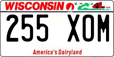 WI license plate 255XOM