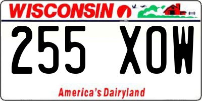 WI license plate 255XOW