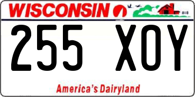WI license plate 255XOY