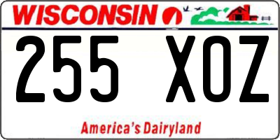 WI license plate 255XOZ