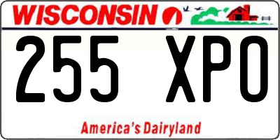 WI license plate 255XPO