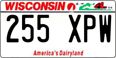 WI license plate 255XPW