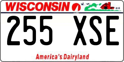WI license plate 255XSE