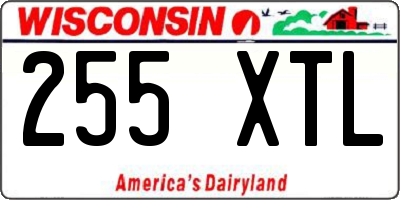 WI license plate 255XTL