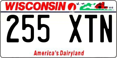 WI license plate 255XTN