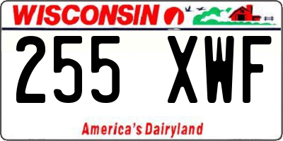 WI license plate 255XWF
