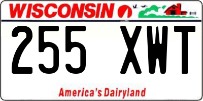 WI license plate 255XWT