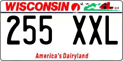 WI license plate 255XXL