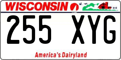 WI license plate 255XYG