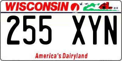 WI license plate 255XYN