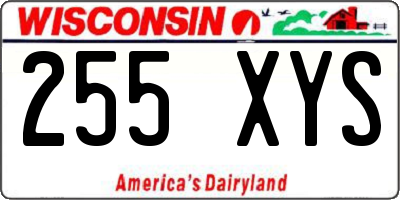 WI license plate 255XYS