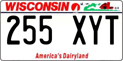 WI license plate 255XYT