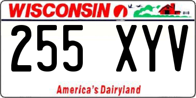 WI license plate 255XYV