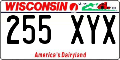 WI license plate 255XYX
