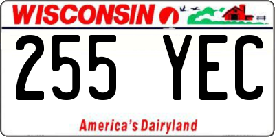 WI license plate 255YEC