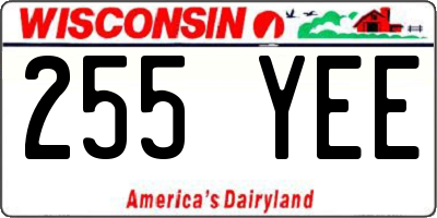 WI license plate 255YEE