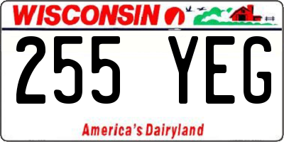 WI license plate 255YEG
