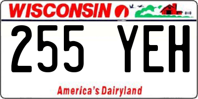 WI license plate 255YEH