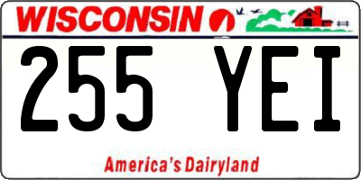 WI license plate 255YEI
