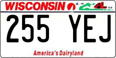 WI license plate 255YEJ