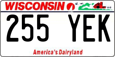 WI license plate 255YEK