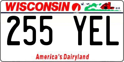 WI license plate 255YEL