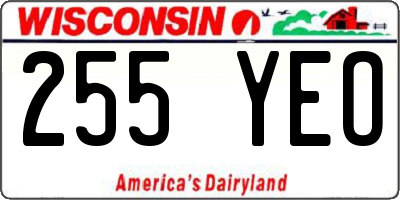 WI license plate 255YEO
