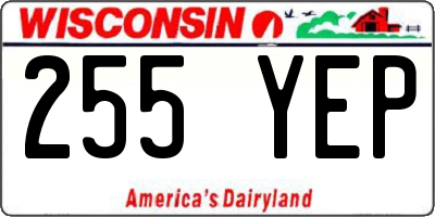 WI license plate 255YEP
