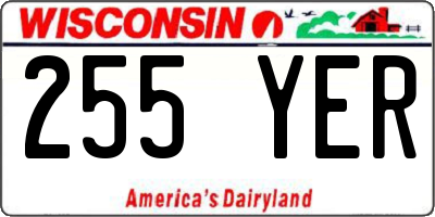 WI license plate 255YER